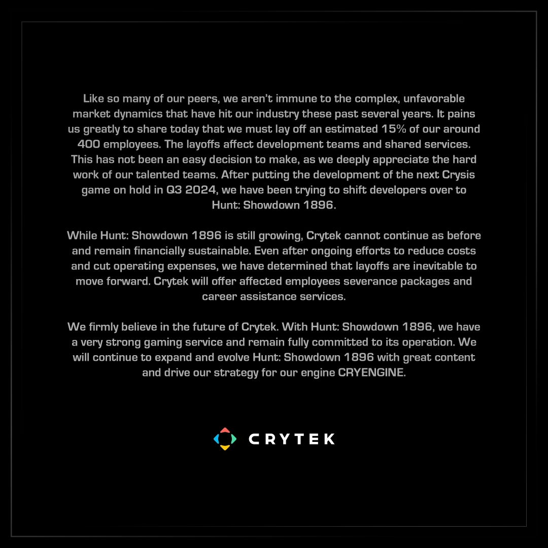 《孤岛危机4》悬了 Crytek裁员15%、陷入资金困难