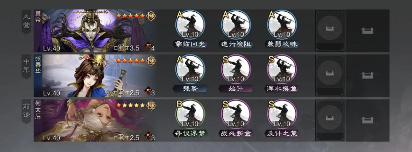 灵帝平民核心武将战法搭配完美策略